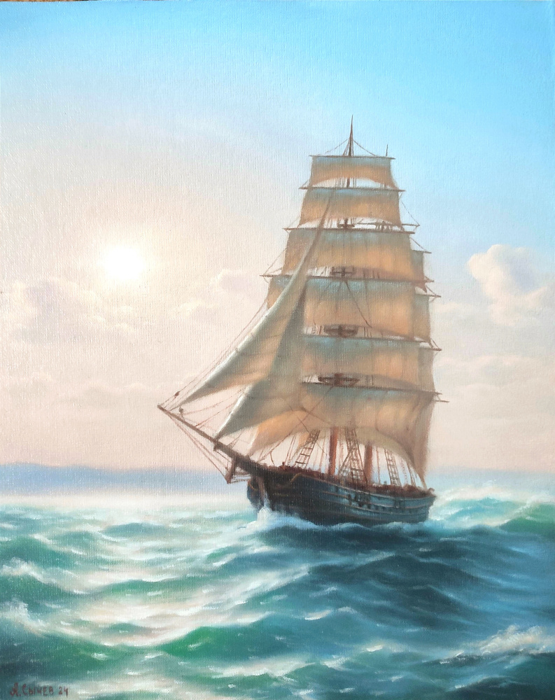 Alexey Vladimirovich Sychev. A sailboat on the sea