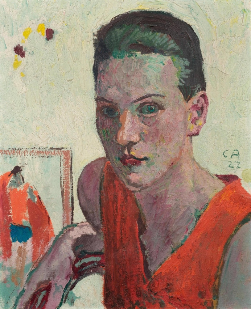 Куно Амье Портрет женщины в красном платье 1927 38×46 см Описание произведения Артхив