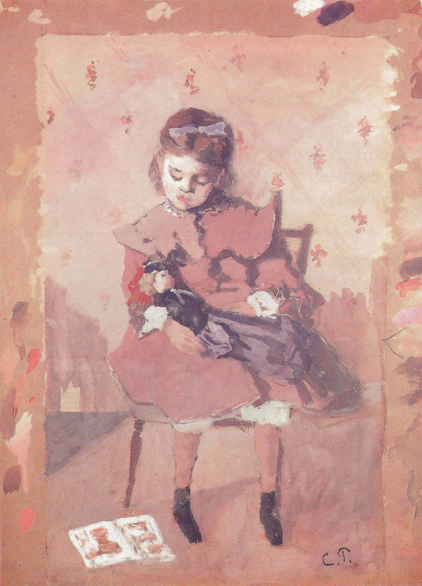 Camille Pissarro. Portrait of a girl with a doll. Camille Pissarro. Portrait of a girl with a doll.