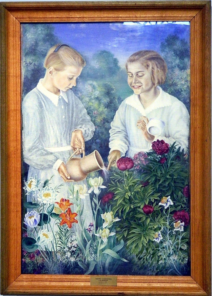 Портрет племянниц художницы. 1937 — 1939. Холст, масло. Национальный музей украинского декоративно-п Портрет племянниц художницы. 1937 — 1939. Холст, масло. Национальный музей украинского декоративно-п