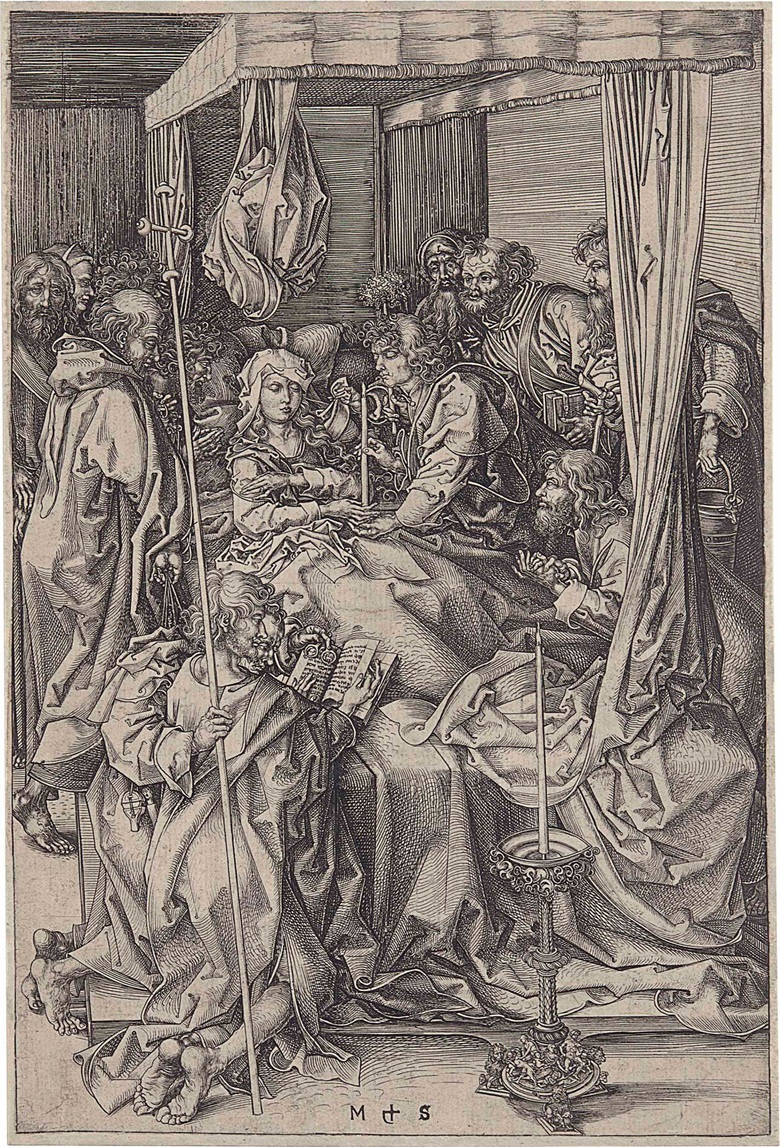 Мартин Шонгауэр. «Успение Богоматери», ок. 1470−1474 гг. Гравюра. 258×172 мм. Продана на аукционе Ch Мартин Шонгауэр. «Успение Богоматери», ок. 1470−1474 гг. Гравюра. 258×172 мм. Продана на аукционе Ch