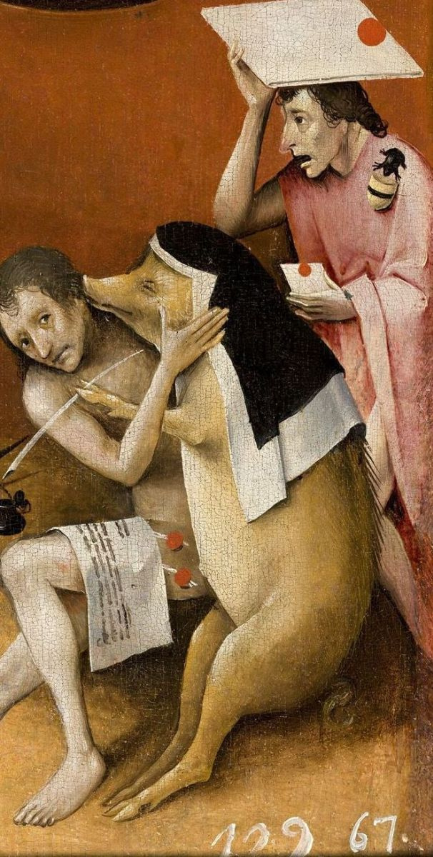 8. Pigs
The sinner hugging the pig in a nun’s habit can be another satirical hit on the Catholic Ch 8. Pigs
The sinner hugging the pig in a nun’s habit can be another satirical hit on the Catholic Ch