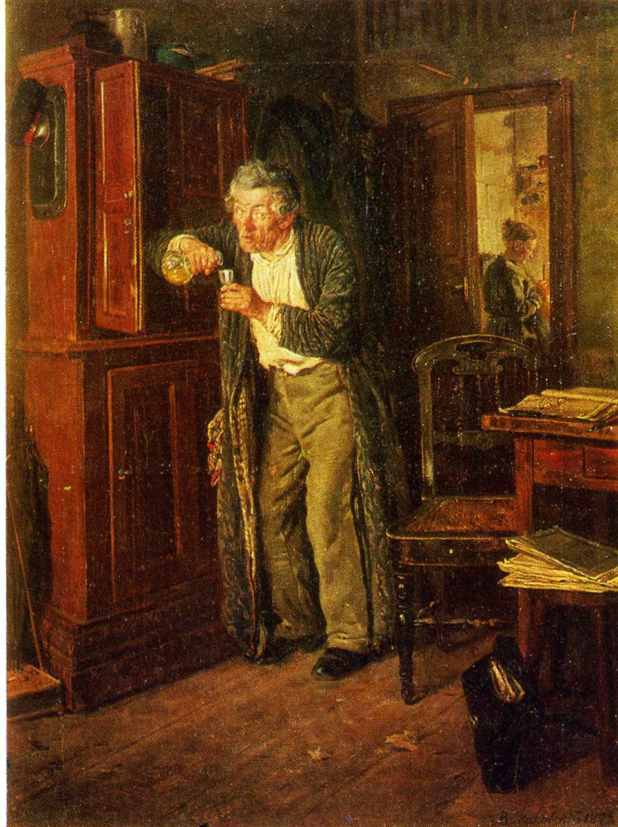 Владимр Маковский, Потихоньку от жены. Холст, масло, 1872. Владимр Маковский, Потихоньку от жены. Холст, масло, 1872.
