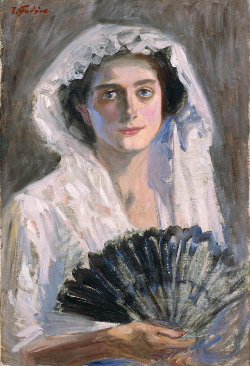 Fujishima Takeji, Black Fan (1908−1909).
The artist produced this portrait during his stay in Rome. Fujishima Takeji, Black Fan (1908−1909).
The artist produced this portrait during his stay in Rome.