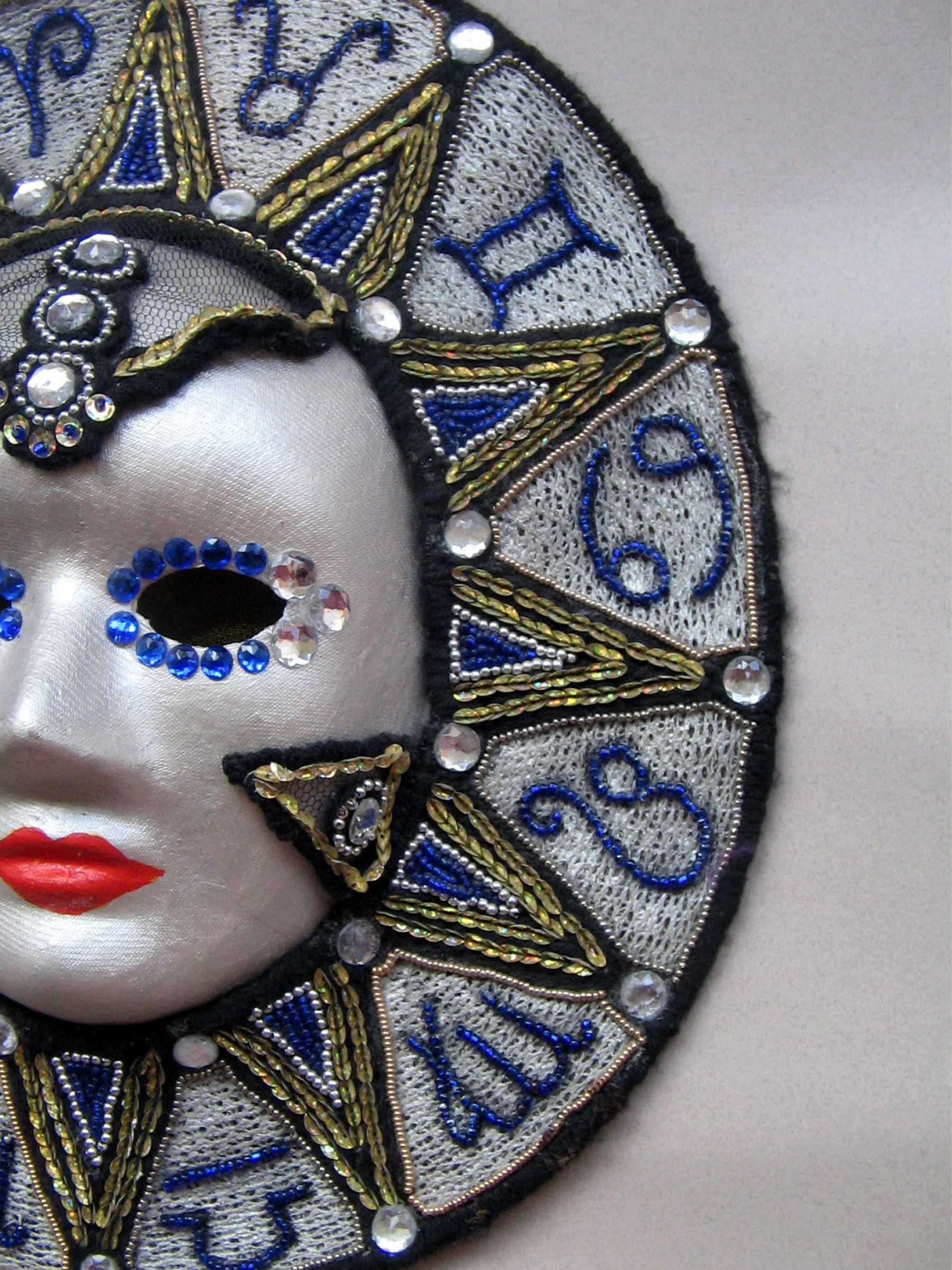 Venetian decorative wall mask Moon and Sun (M,blue)