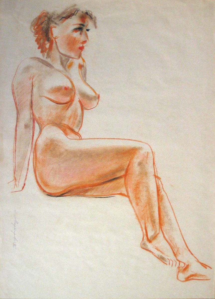 Victor Borisovich Martirov. Seated Nude (in orange tones)