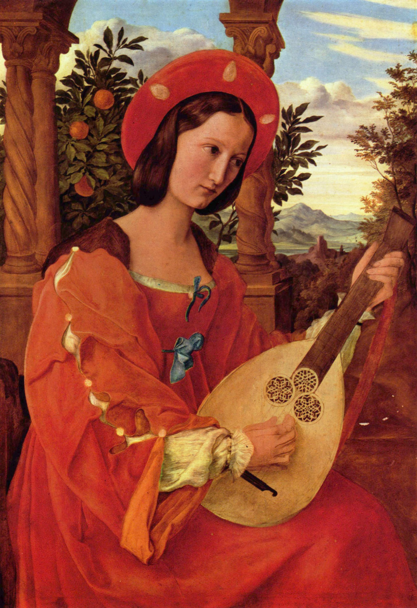 Julius Schnorr von Karolsfeld. Portrait of Clara Bianca von Quandt with a lute in his hands
