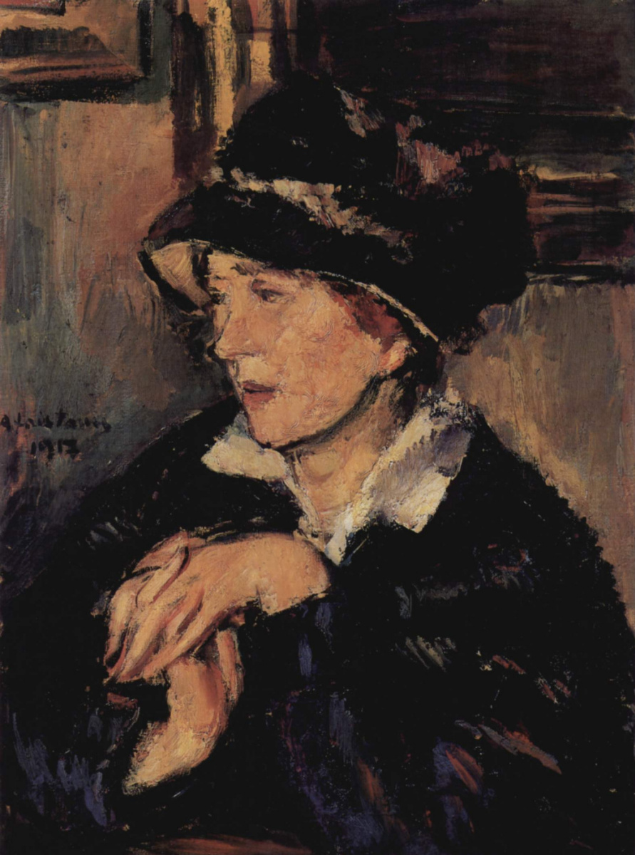 Anton Feistauer. Portrait of a lady in a dark hat