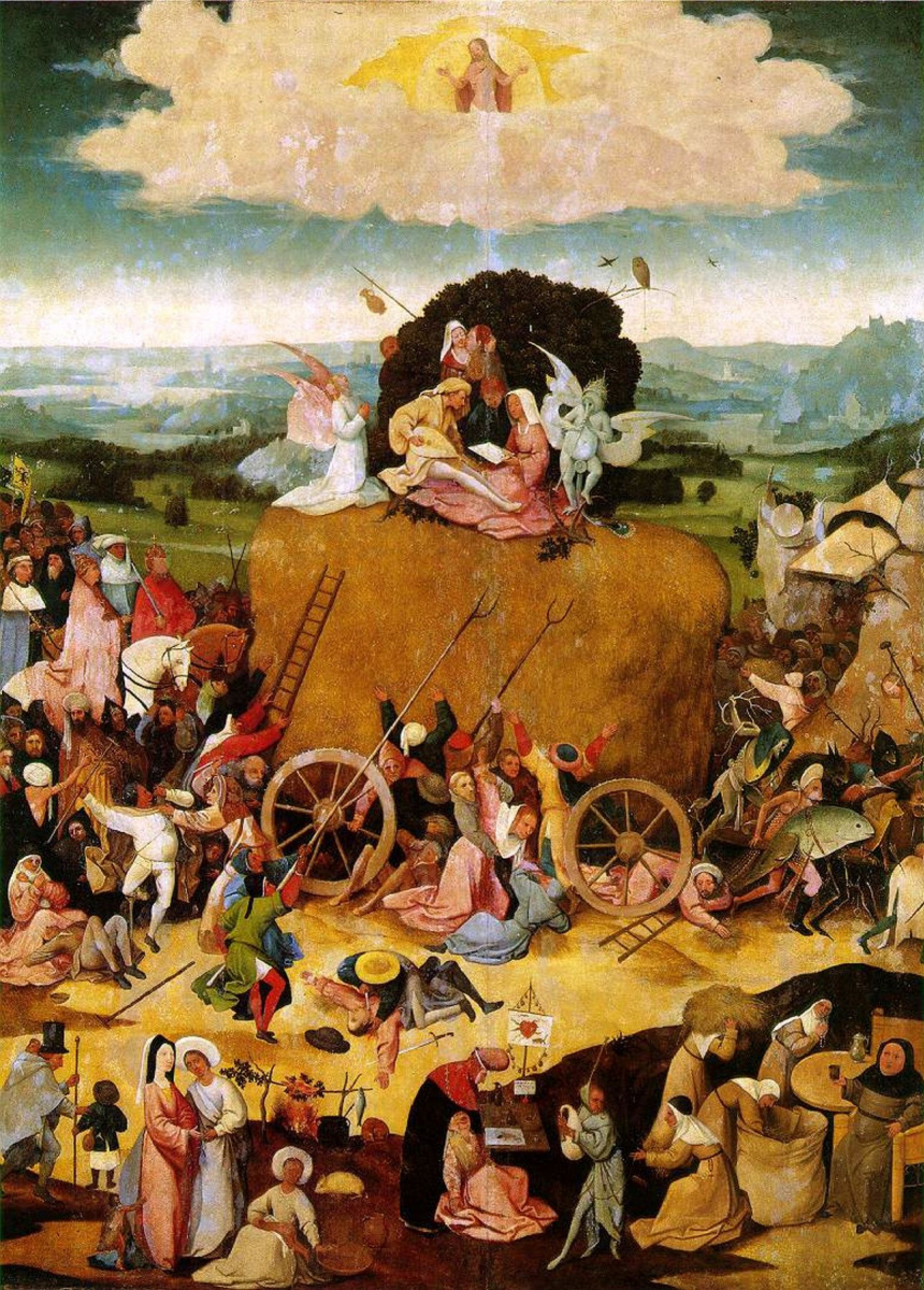 Hieronymus Bosch. The hay-cart. The Central part of the triptych