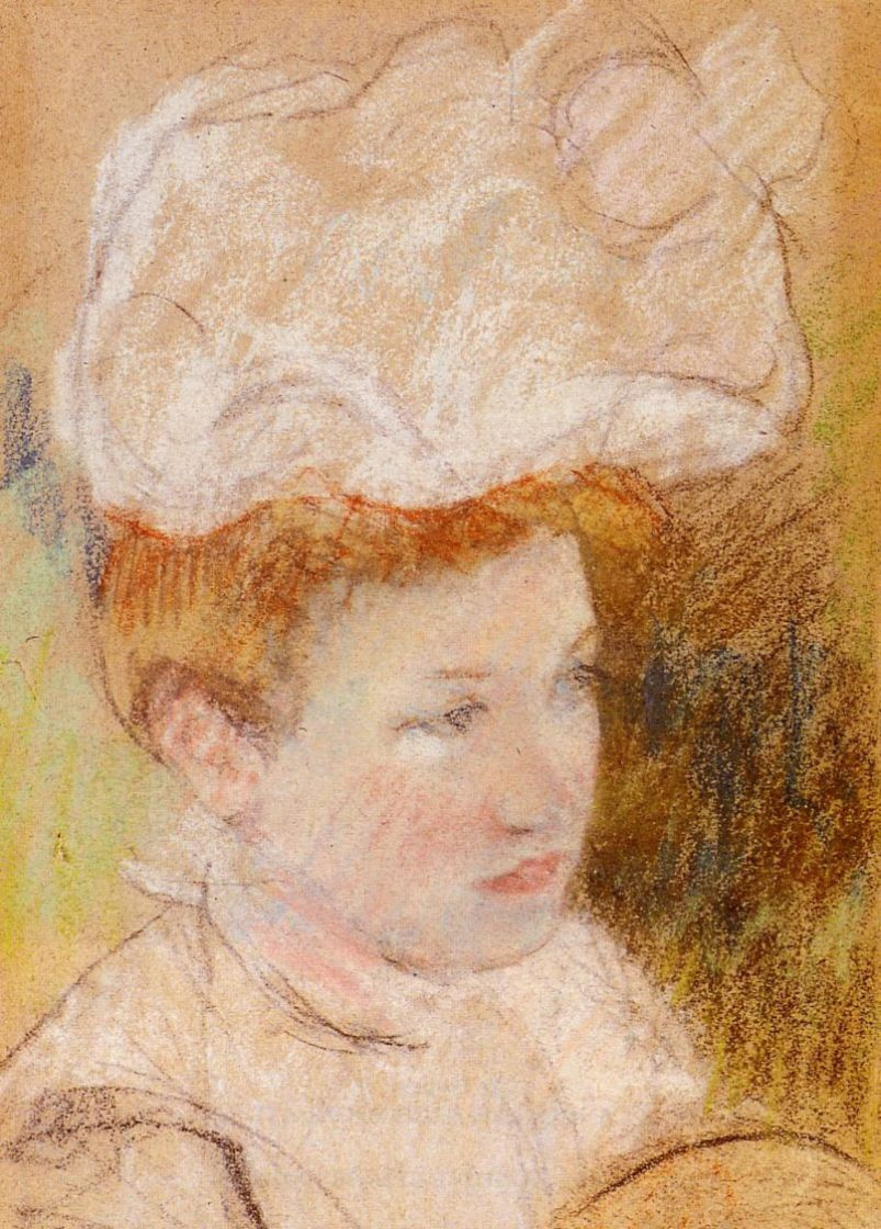 Mary Cassatt. Leontine in a pink lush hat