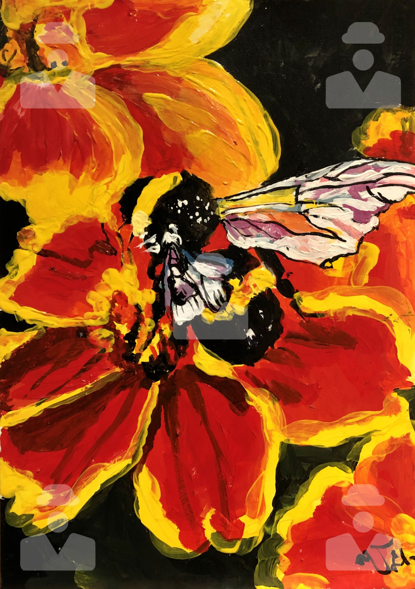 Victoria Karbyshev. Acrylic painting "Bumblebee"