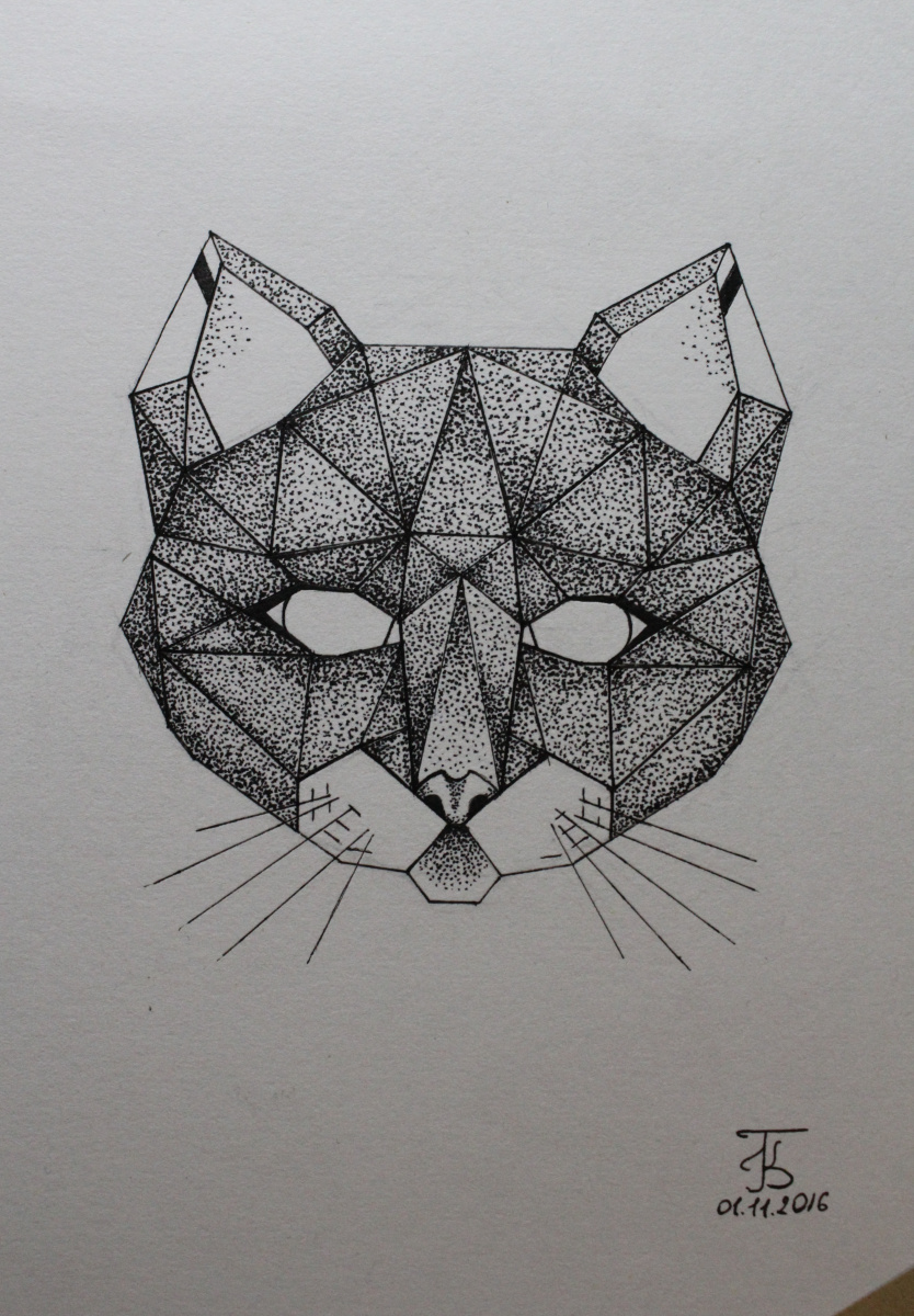 Katerina / Kateryna Bіsharєva / Bisharieva. A sketch for a tattoo. Cat