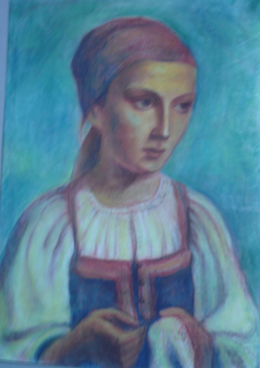 Natalia Bulatkina. A copy of the picture Venetsianov "Peasant girl"