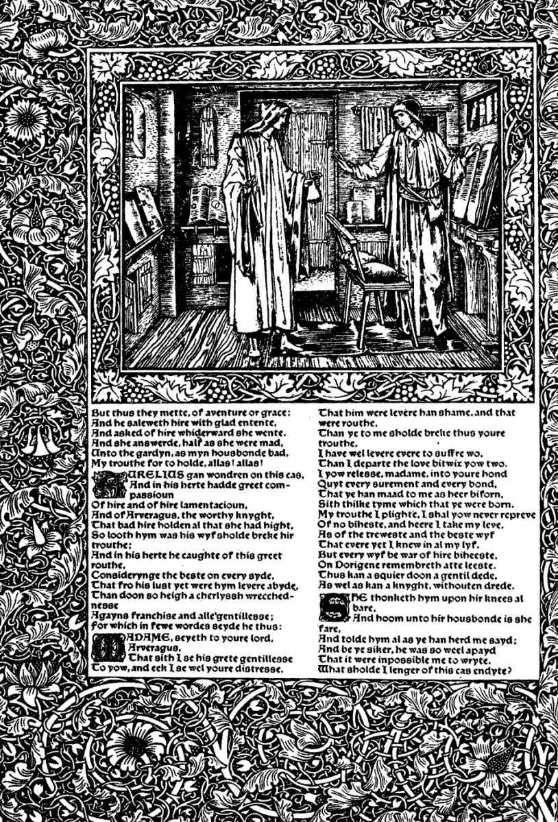William Morris. Kelmscott-press. Design for the collection of Jeffrey Chaucer