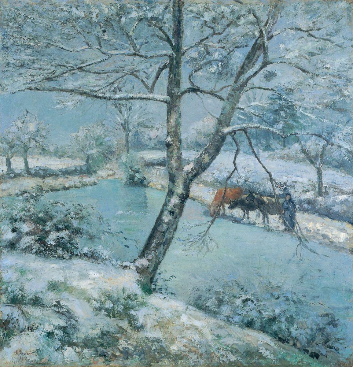 Camille Pissarro. Winter in Monfumo (snow Effect)