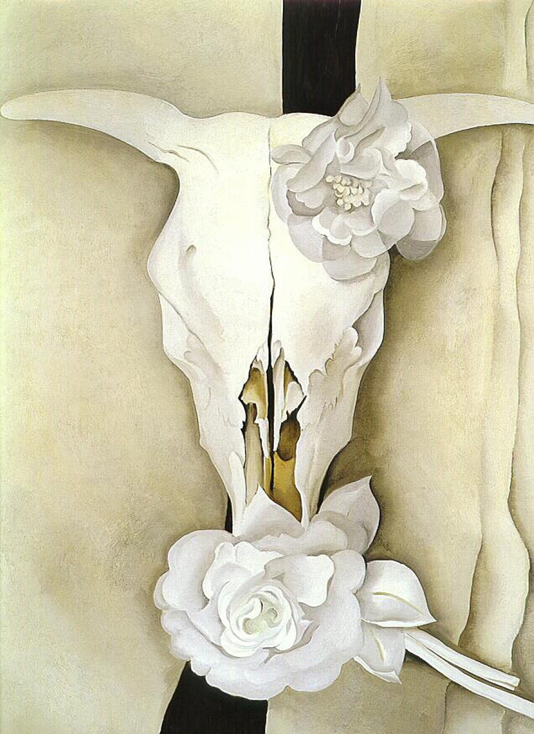 Джорджия ОКиф - Череп коровы и коленкоровые розы, 1931, 61×91 см: Описание  произведения | Артхив
