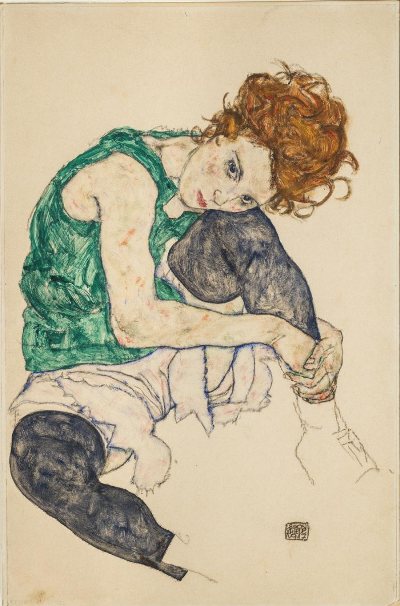 Egon Schiele. Seated woman with bent knee