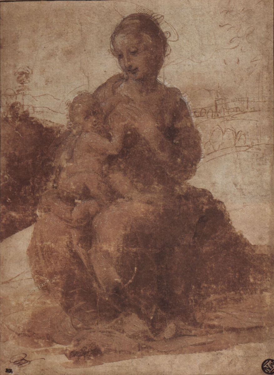 Raphael Sanzio. The Madonna and child. Sketch for "Madonna under a canopy"