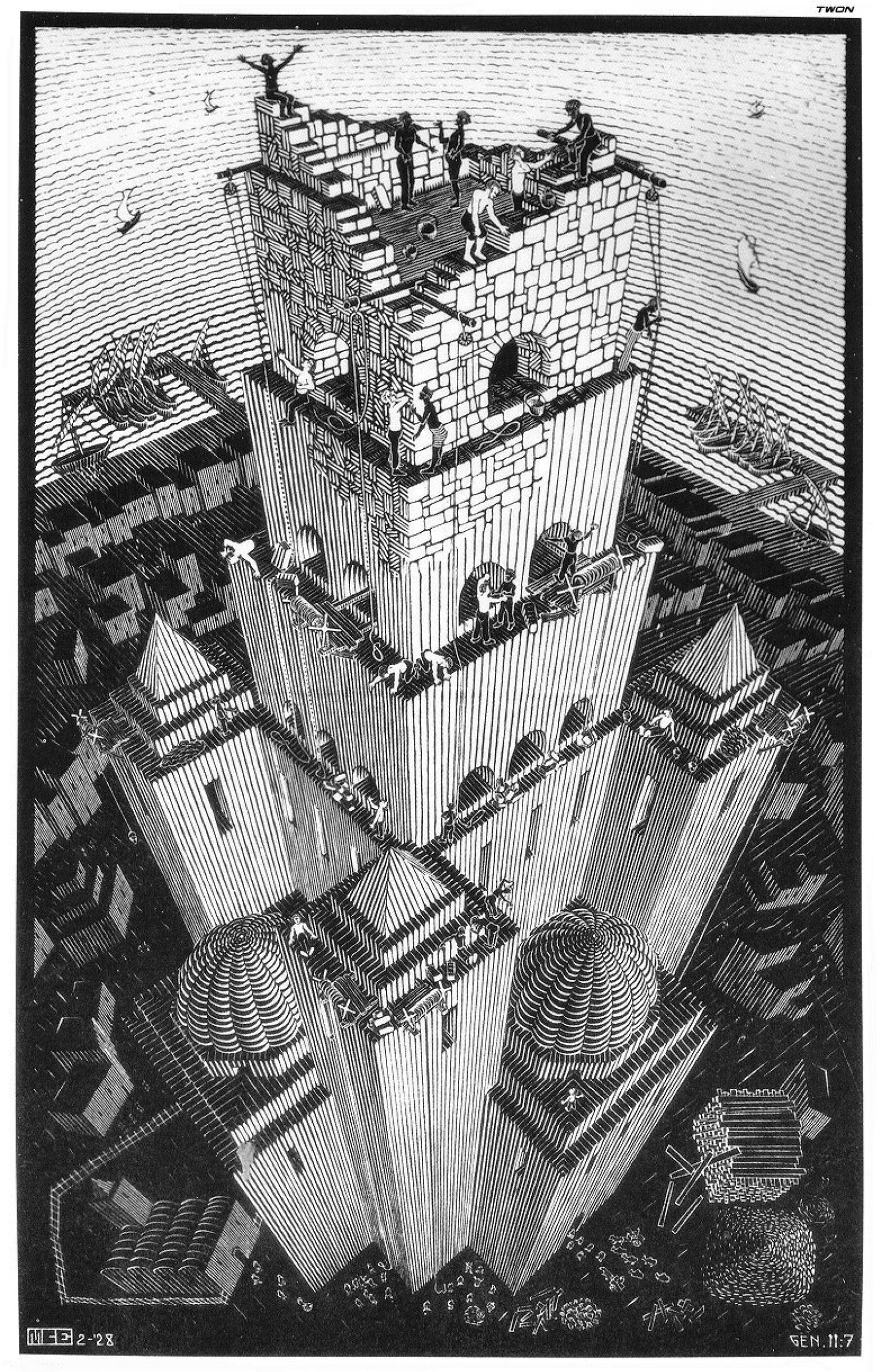 Мауриц Корнелис Эшер - Вавилонская башня, 1928, 62×39 см: Описание  произведения | Артхив