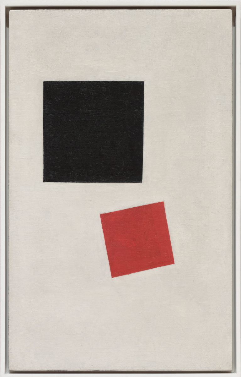 Kazimir Malevich. Black square and red square (Picturesque realism. A boy with a knapsack. - Colorful masses in the fourth dimension).