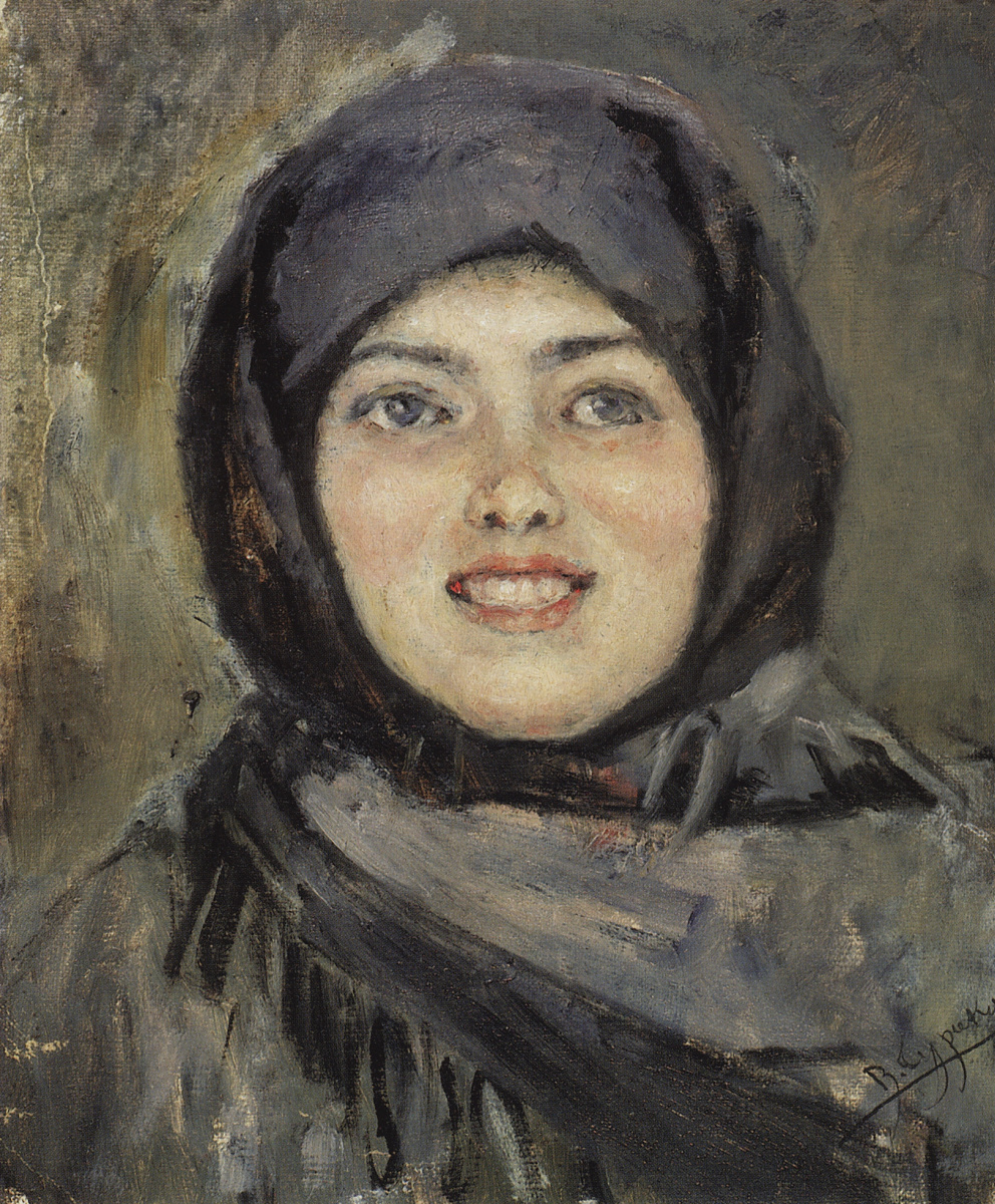 Vasily Surikov. Head of laughing girl. A sketch for the painting "the Capture of snow town "