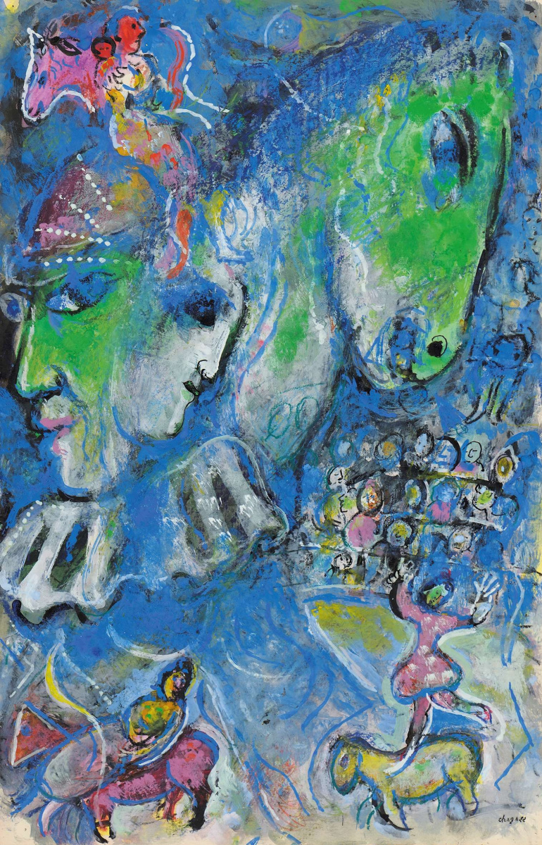 Marc Chagall. Two green profile in the circus