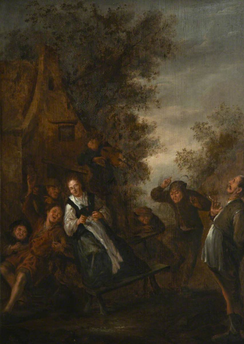 Adrian Jans van Ostade. Peasants merrymaking