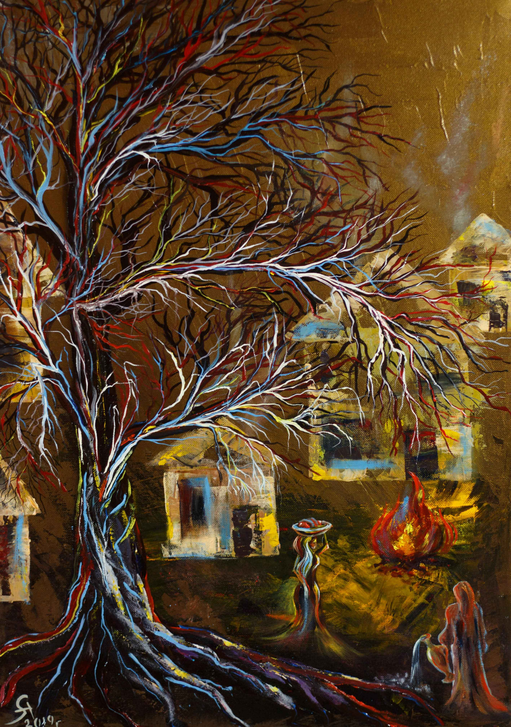 Алла Стручаева - Картина «Деревня огня», 2019, 40×60×1 см: Описание  произведения | Артхив