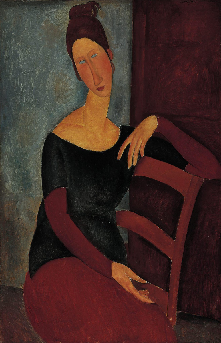 Amedeo Modigliani Portrait of Jeanne hébuterne, putting his hand on the ...