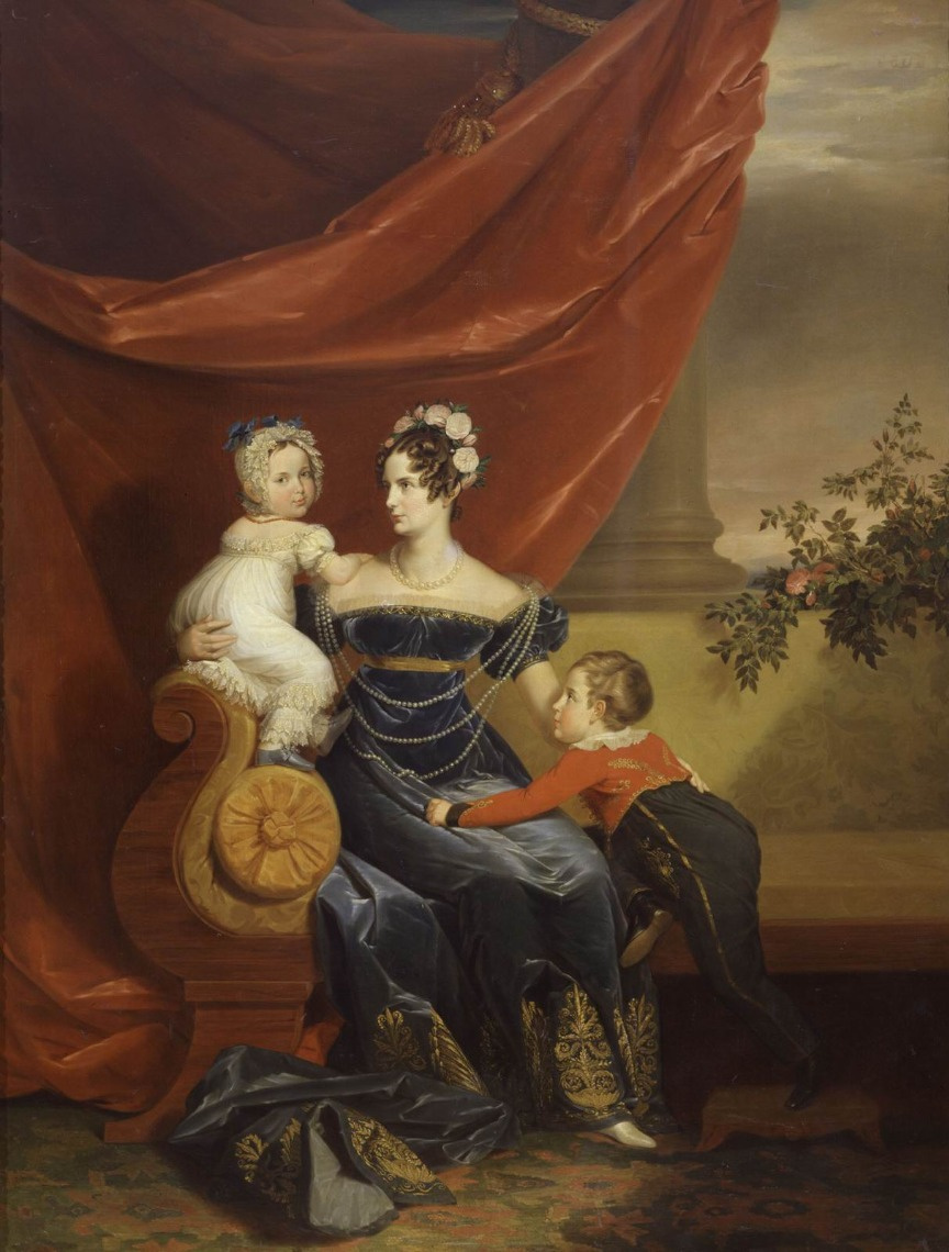 George Dow. Portrait of Grand Duchess Alexandra Feodorovna with her children Alexander and Maria