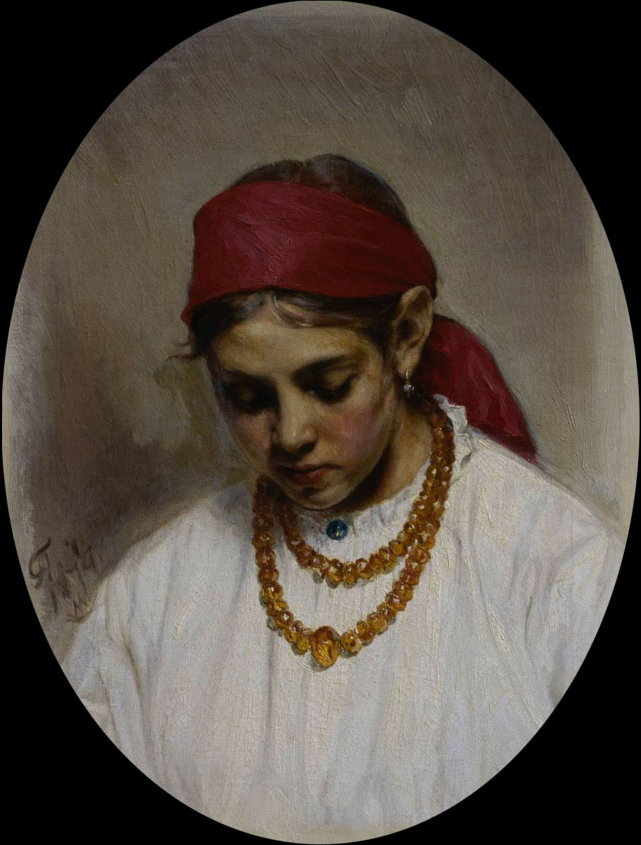 Павел Петрович Чистяков - Голова девушки в повязке. Этюд, 1874, 42×56 .