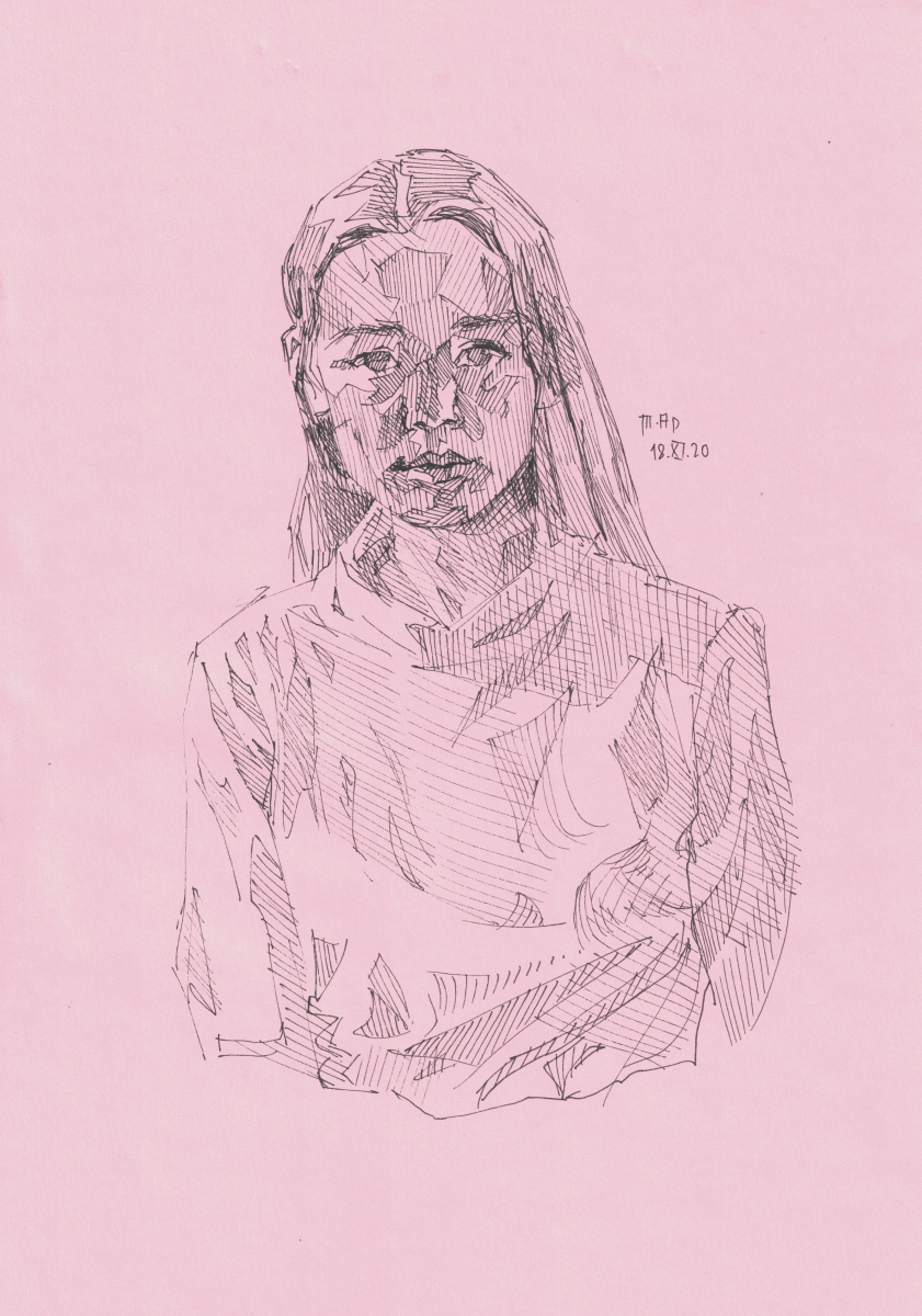 Ariana Arturovna Tolstova. Self-portrait in pink and black