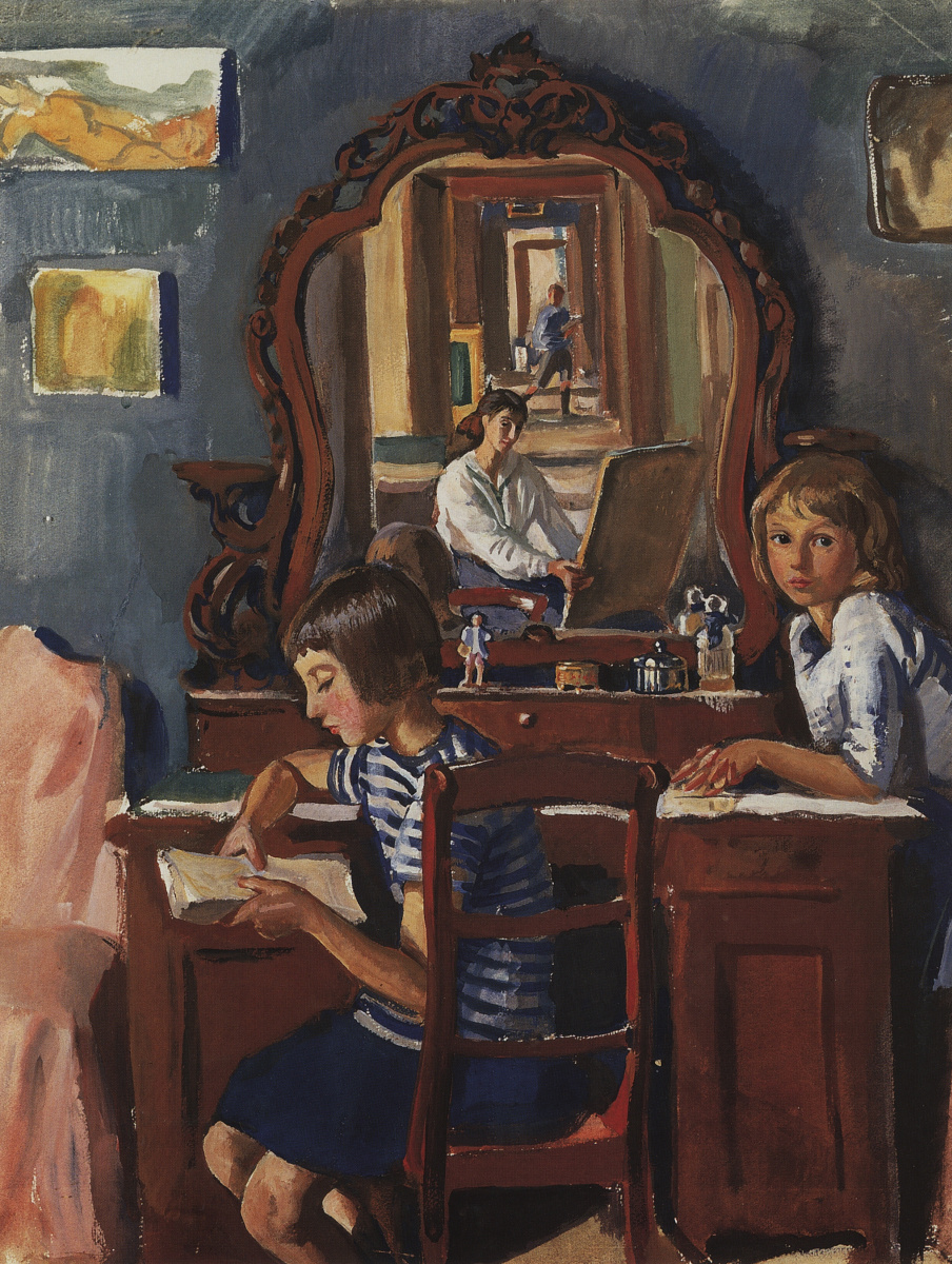 Zinaida Serebriakova. Tata and Katya (the mirror)