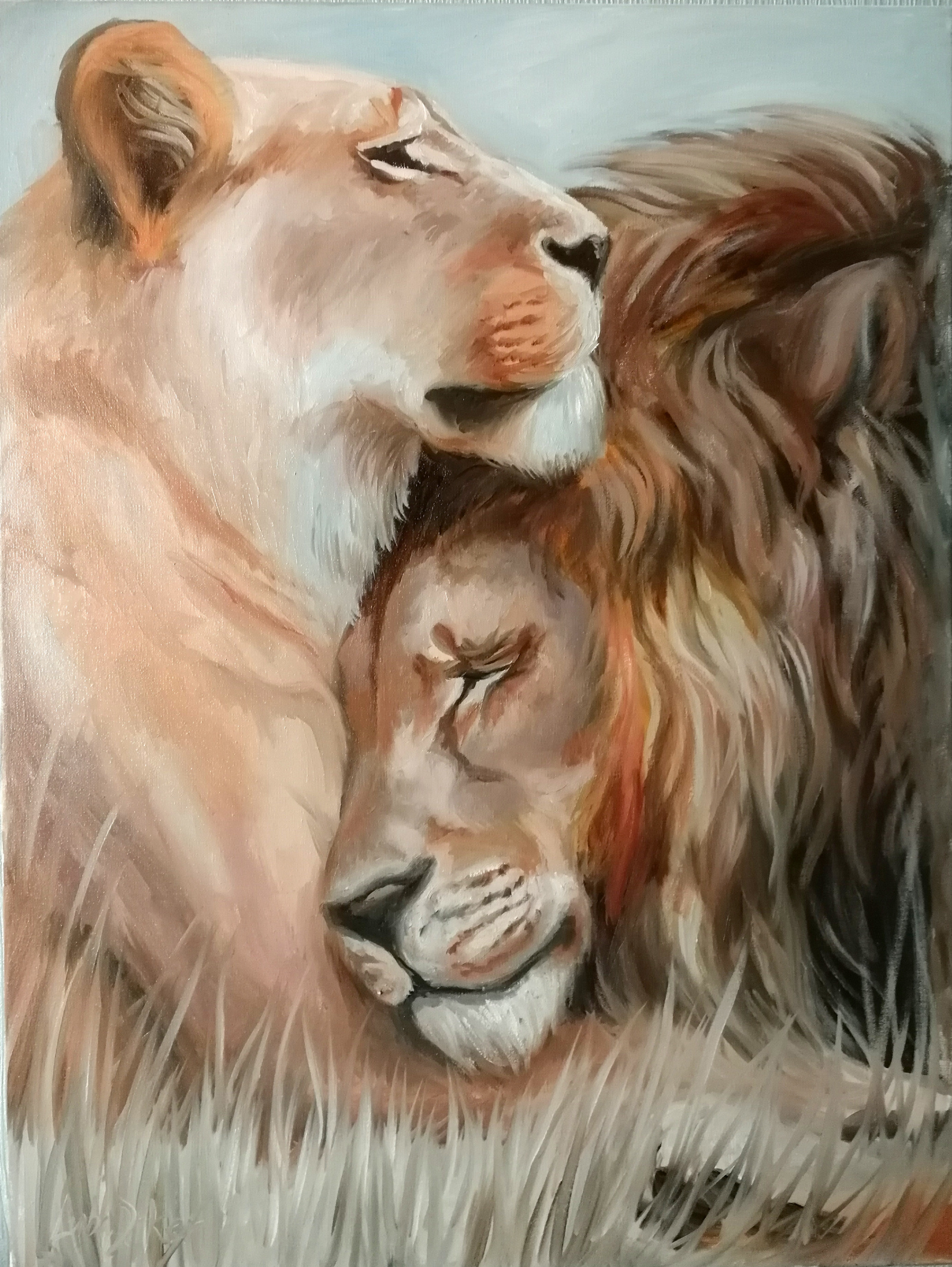 Lions in love, , 2×80×60 cm by Lyuba Diker: History, Analysis &  Facts | Arthive