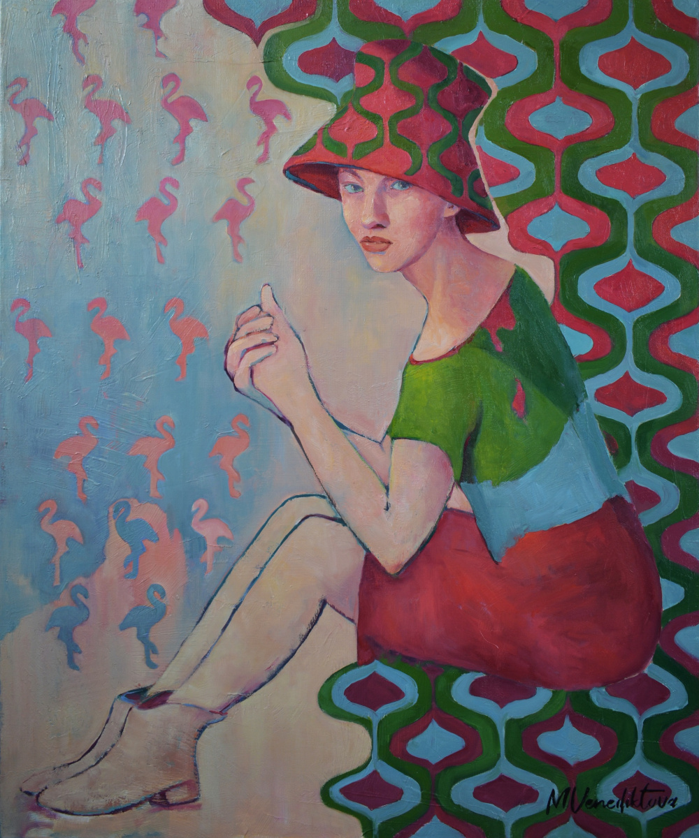 Marina Venediktova. FLAMINGO VACATION - original oil painting
