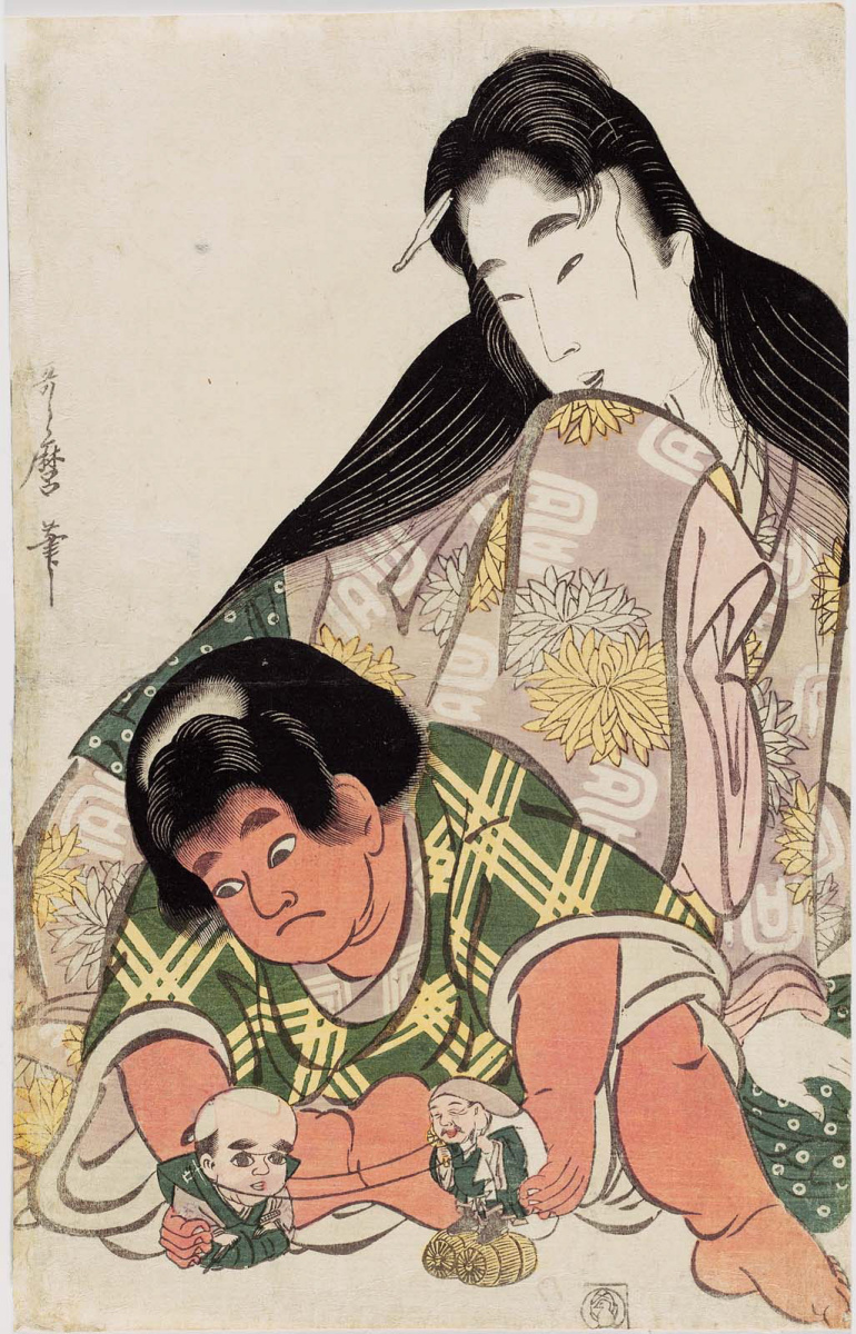 Kitagawa Utamaro. Yamauba watching playing Kintaro