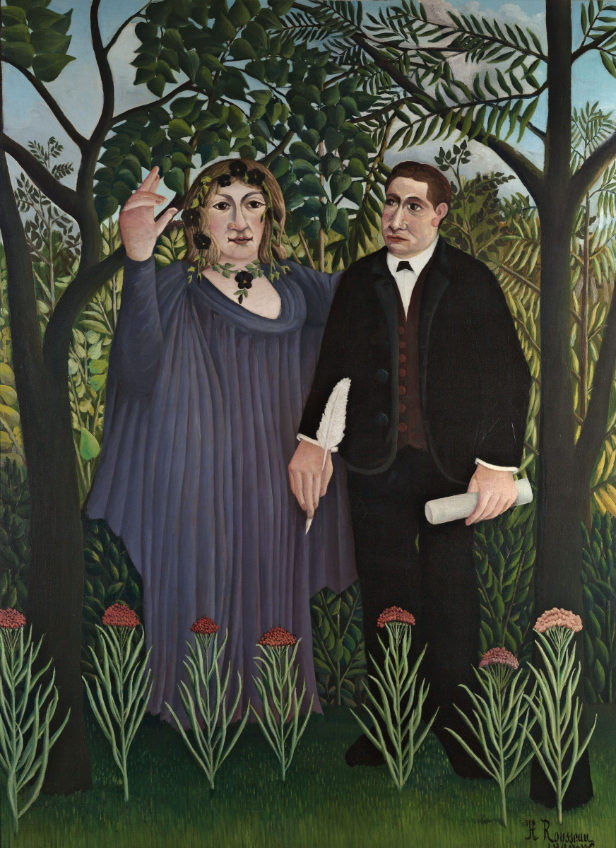 Henri Rousseau. The Poet and His Muse (The Muse Inspiring the Poet). Portraits of poet Guillaume Apollinaire and painter Marie Laurencin