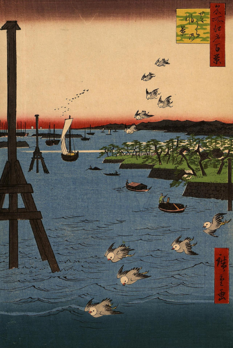 Utagawa Hiroshige. Harbour Shiba. The series "100 famous views of Edo"