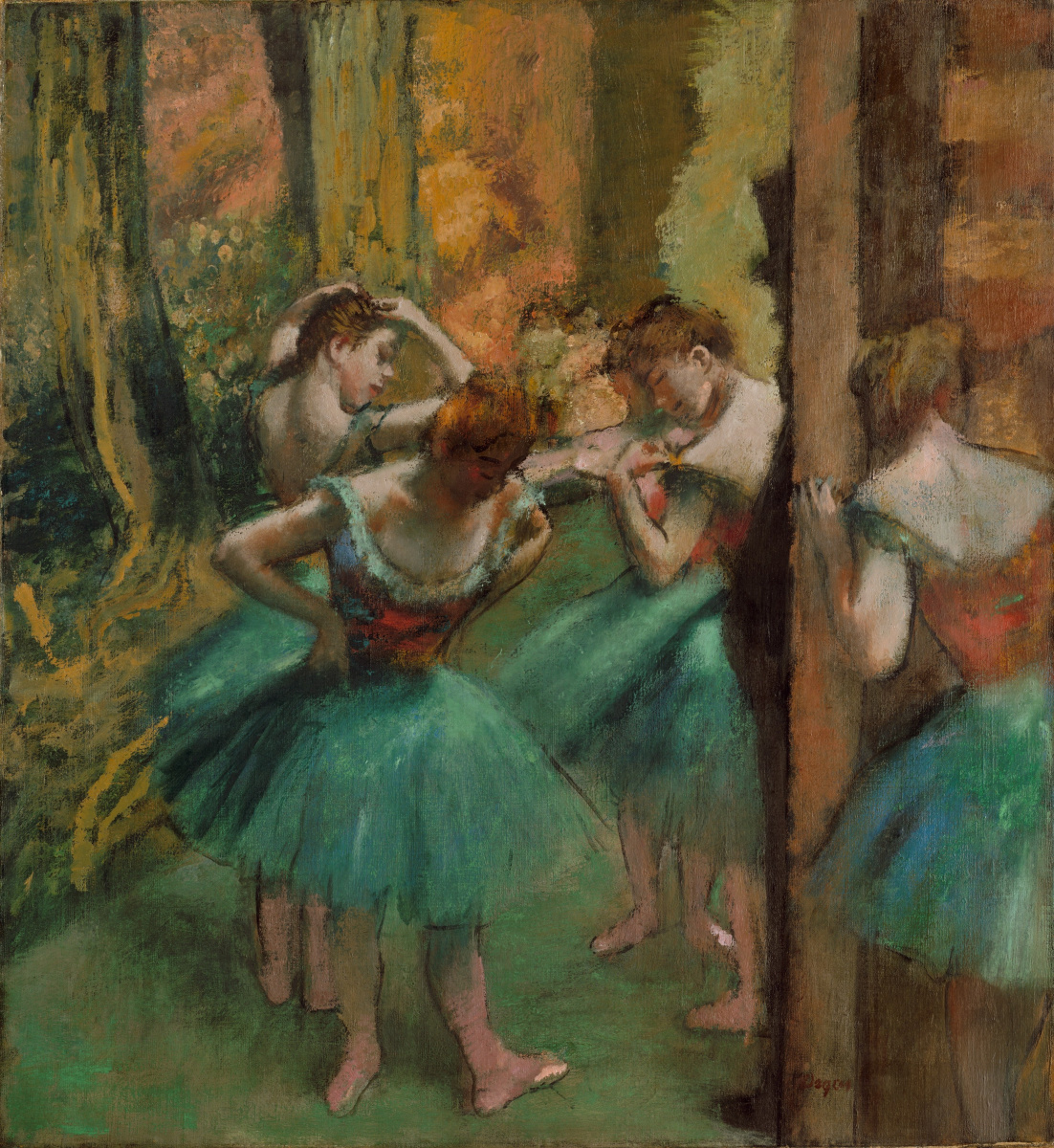 Edgar Degas. Dancers in green and pink