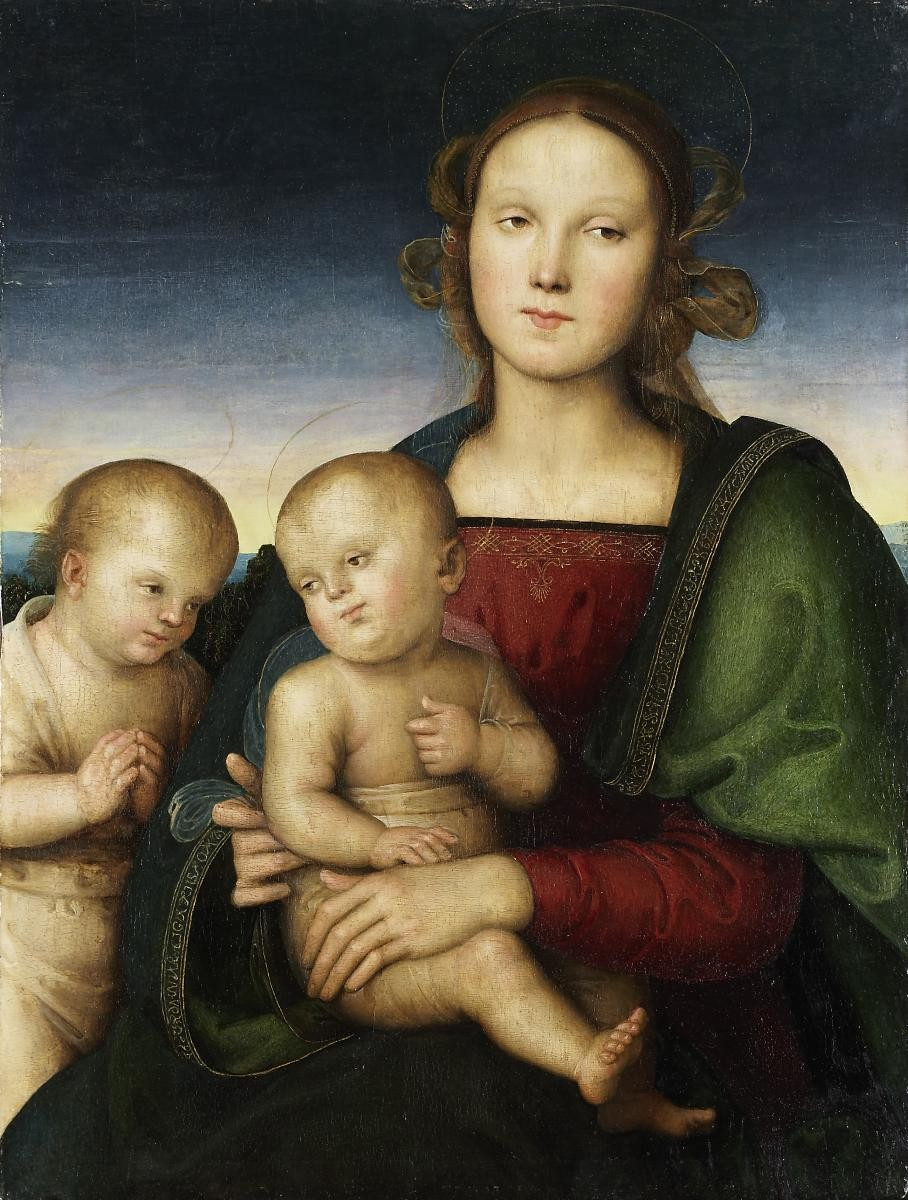 Raphael Sanzio. Madonna and child with young John the Baptist
