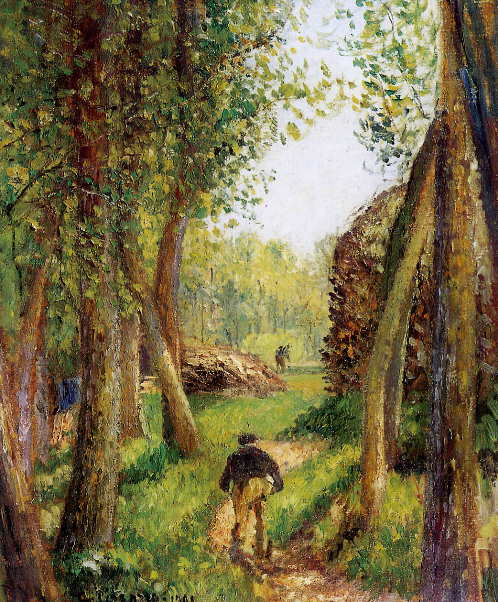 Camille Pissarro. Forest scene with two figures