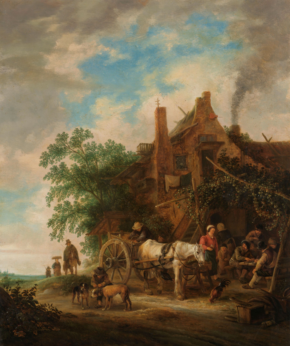Isaac Jans van Ostade. Country inn with horse and wagon