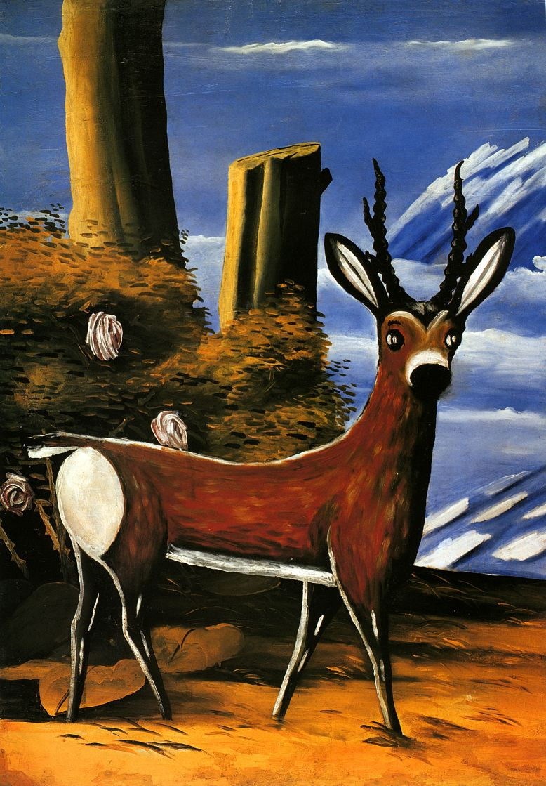 Niko Pirosmani (Pirosmanashvili). Deer in a landscape