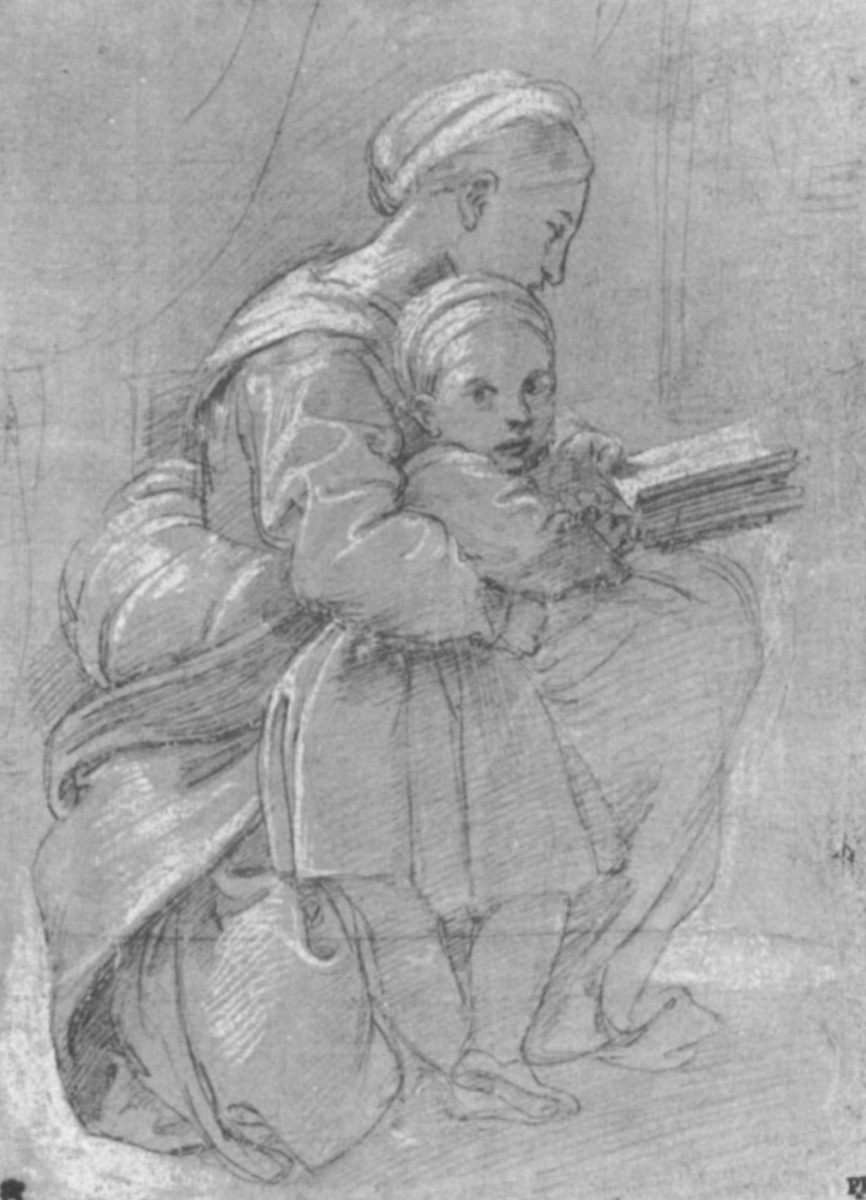 Raphael Sanzio. A study of women reading with a child