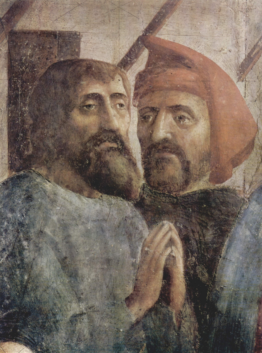 Tommaso Masaccio. Brancacci Chapel. Saint Peter heals the sick with his shadow. Fragment