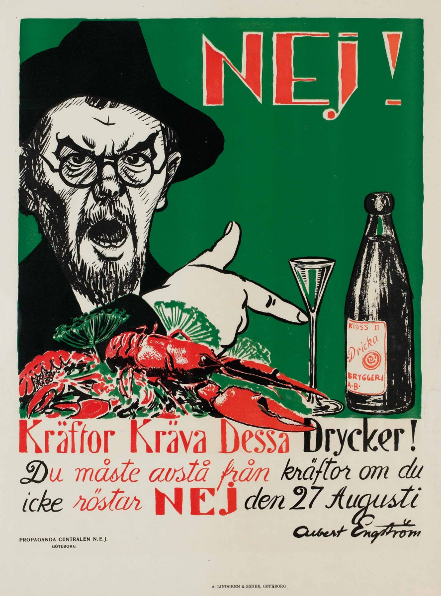 Alfred Engstrom. The poster for the Swedish referendum of 1922, the year of banning alcohol