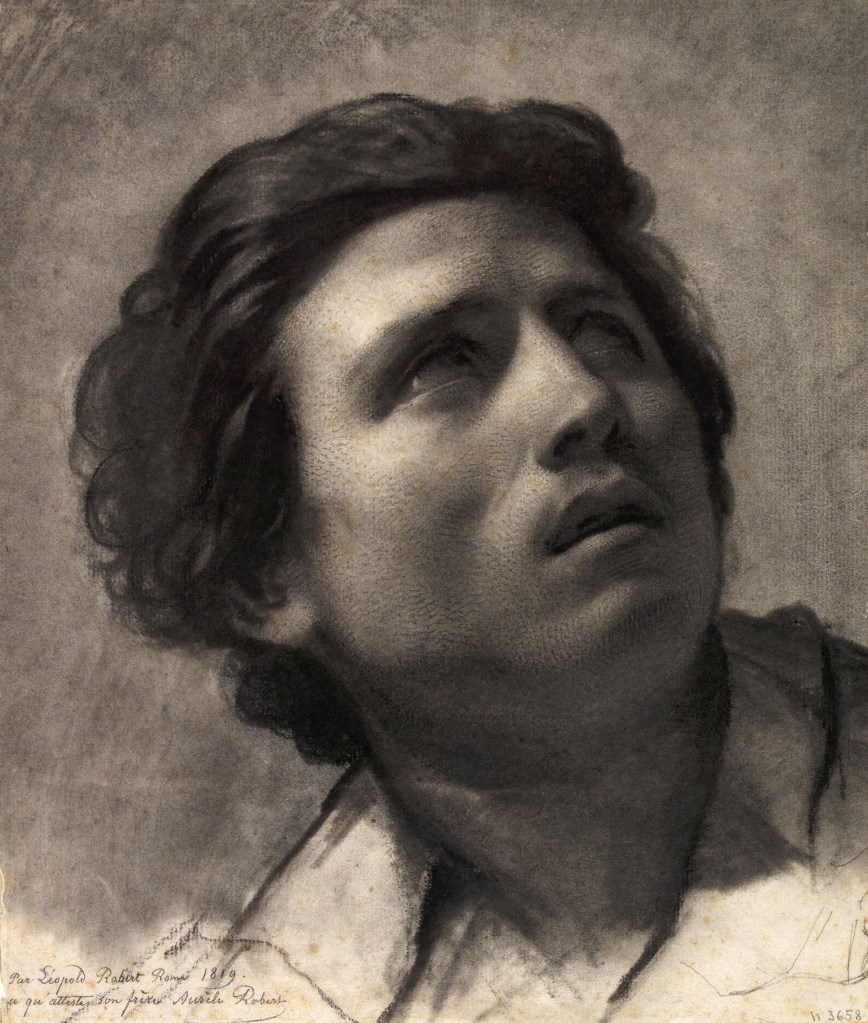 Louis Léopold Robert. Headshot of a young man, looking up right