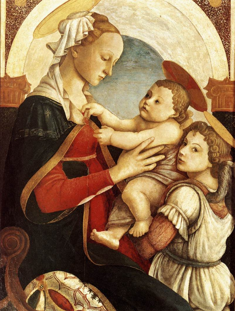Sandro Botticelli. Madonna and child with an angel