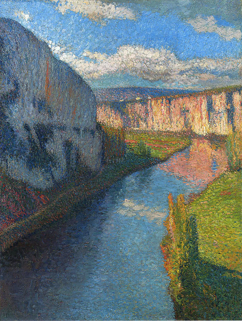 Henri Martin. The view at the Lot river at Saint Cirq Lapopie