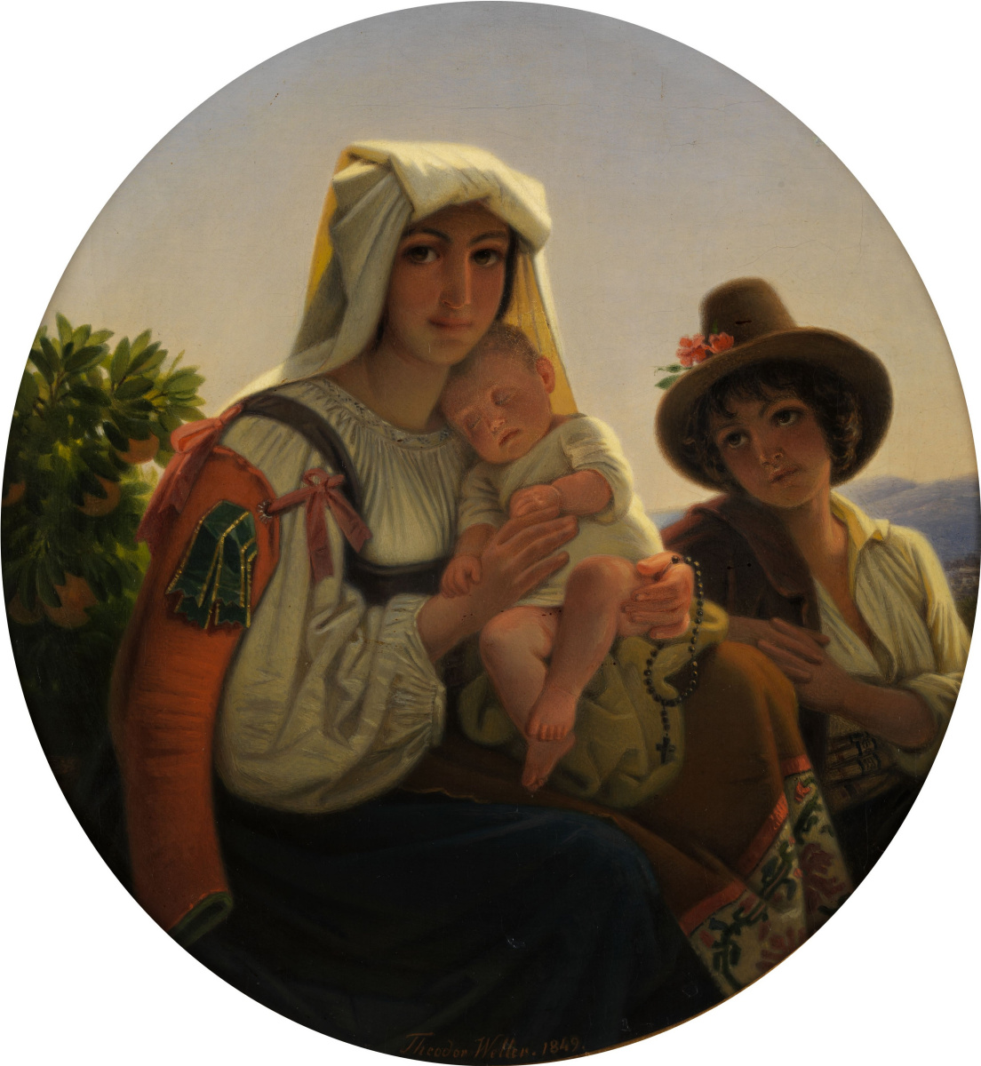 Theodor Leopold Weller. Italian mother with children